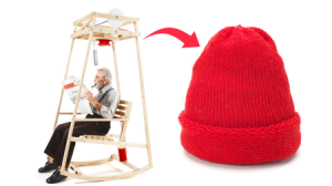 坐著搖椅織毛衣