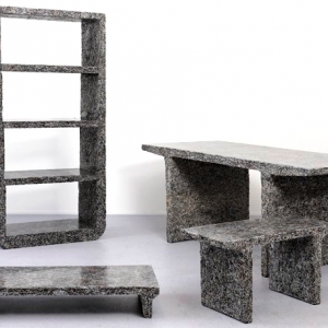 用廢棄雜志制造的「石頭」家具