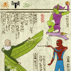 古埃及風格的超級英雄插畫