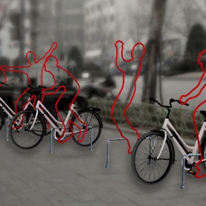 逗趣的自行車停靠架