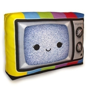 可愛老電視靠枕